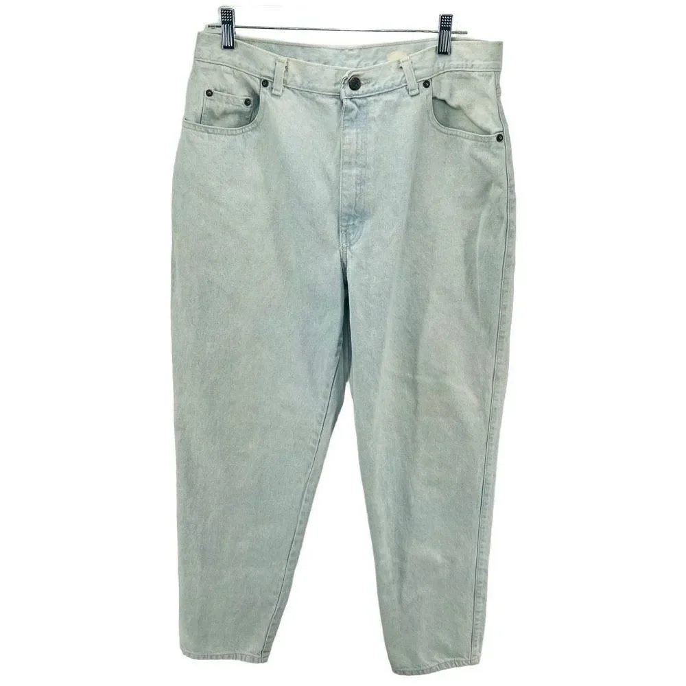 Sasson vintage balloon Denim Mom Jeans Wide Leg Crop Ankle High Rise Light Wash
